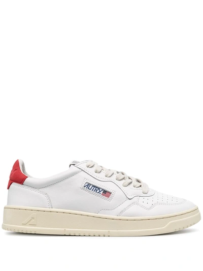 Autry Leather Sneakers With Red Heel Tab In White