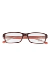 Ray Ban 54mm Rectangular Blue Light Blocking Glasses In Brown Pink/ Clear