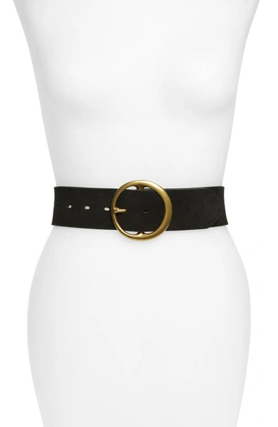 Treasure & Bond Round Buckle Suede Belt In Black