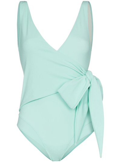 Lisa Marie Fernandez + Net Sustain Dree Louise Stretch-crepe Wrap Swimsuit In Blau