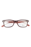 Ray Ban 50mm Square Optical Glasses In Brown Pink/ Clear