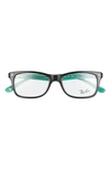 Ray Ban 50mm Square Optical Glasses In Black Green/ Clear