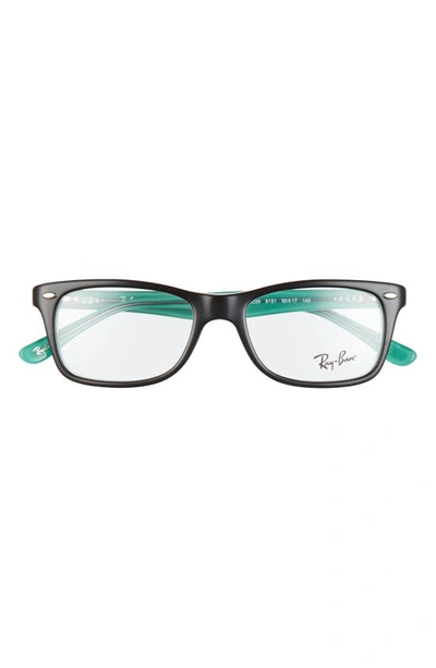Ray Ban 50mm Square Optical Glasses In Black Green/ Clear