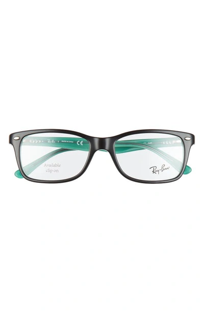 Ray Ban 53mm Square Optical Glasses In Black Green/ Clear