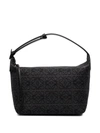 Loewe Womens Anthracite/black Cubi Anagram Canvas And Leather Shoulder Bag In Neutrals