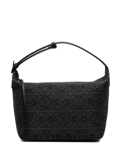 Loewe Womens Anthracite/black Cubi Anagram Canvas And Leather Shoulder Bag In Neutrals