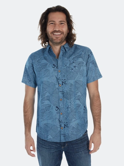 Px Cyrus Chambray Print Shirt In Blue