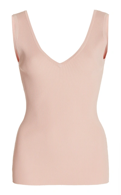 Zimmermann V-neck Rib Knit Tank Top In Pink