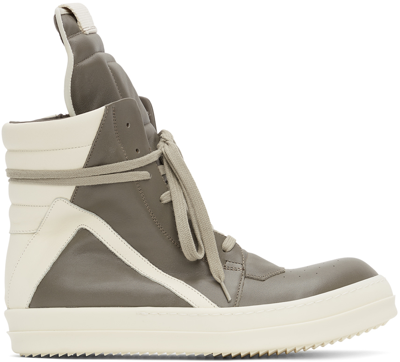 Rick Owens Grey & Off-white Geobasket High Sneakers In 341111 Dust