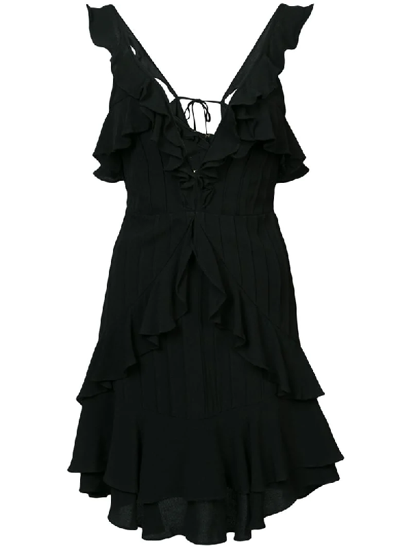 For Love & Lemons Poppy Ruffled Mini Dress In Black | ModeSens