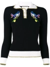 Gucci Bird Embroidered Jumper In Blue
