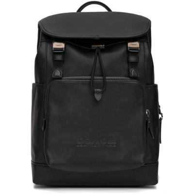 Coach Black League Flap Backpack In Ji/black