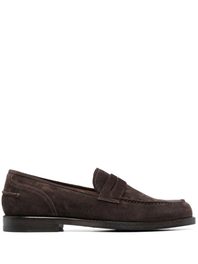 Alberto Fasciani Brian Suede Penny Loafers In Brown