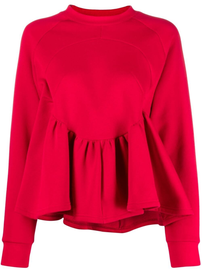 Atu Body Couture X Ioana Ciolacu Flared Long-sleeve Blouse In Red