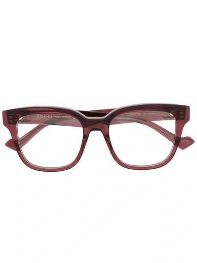 Gucci Square-frame Clear Glasses In Red