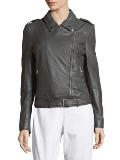 Muubaa Argal Leather Biker Jacket In Stone