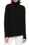 Allsaints Koko Merino Wool Turtleneck Wrap Sweater In Black/black