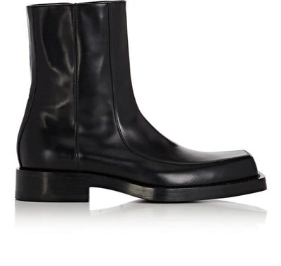 Balenciaga Leather Apron-toe Boots In Black