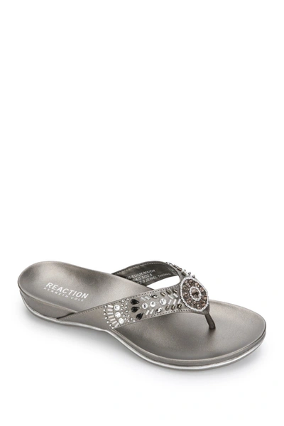 Kenneth Cole Reaction Women's Glam 2.0 Jewel Thong Sandals Women's Shoes In Dark Grey3