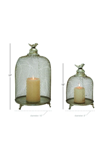 Willow Row Silver Traditional Caged Candle Lantern 2-piece Set