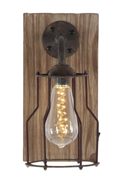 Willow Row Brown Metal Geometric Wall Sconce With Led Embedded Bulb