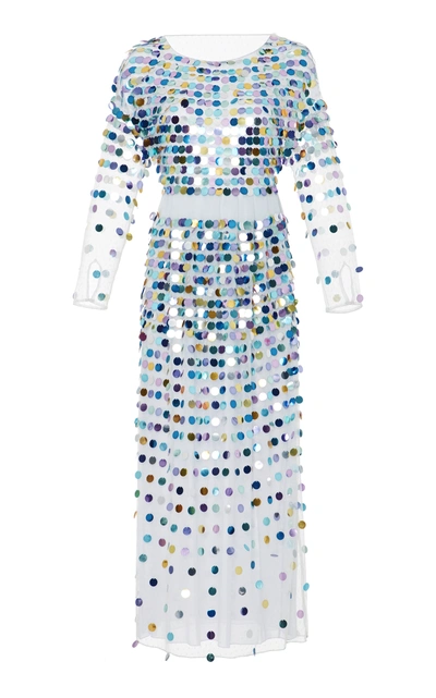 Alexa Chung Sequined Polka-dot Tulle Maxi Dress In Multi