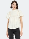 Free People Le Femme Ruffle Mock Neck Top In Ivory