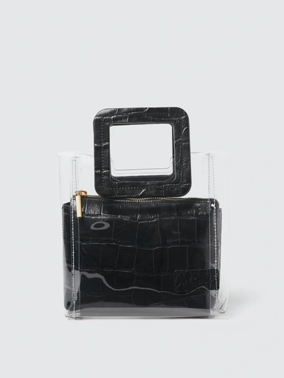 Staud Mini Shirley Leather Bag In Clear/black