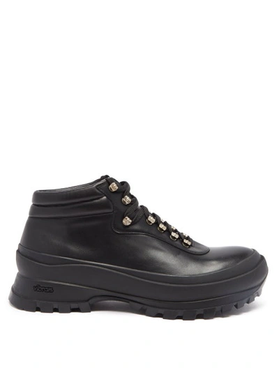 Jil Sander Vibram-sole Leather Hiking Boots In Black