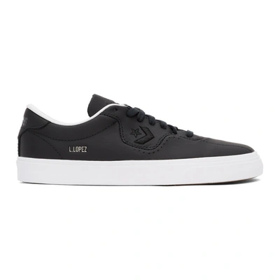 Converse Black Leather Cons Louie Lopez Pro Sneakers In Ox Black/black/white