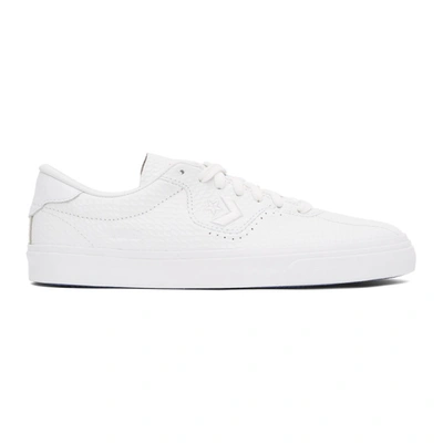 Converse White Leather 'heart Of The City' Louie Lopez Pro Sneakers In Ox White/rush Blue