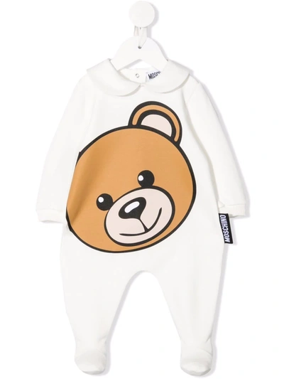 Moschino Babies' Large Teddy Head Pyjamas In White