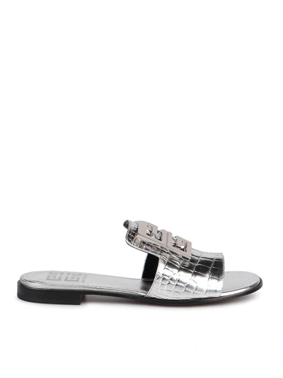 Givenchy 4g Laminated Sandals In Silver Color