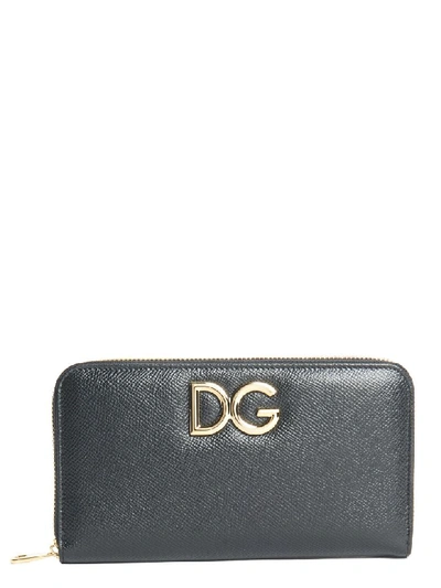 Dolce & Gabbana Logo Zip Around Wallet In Black