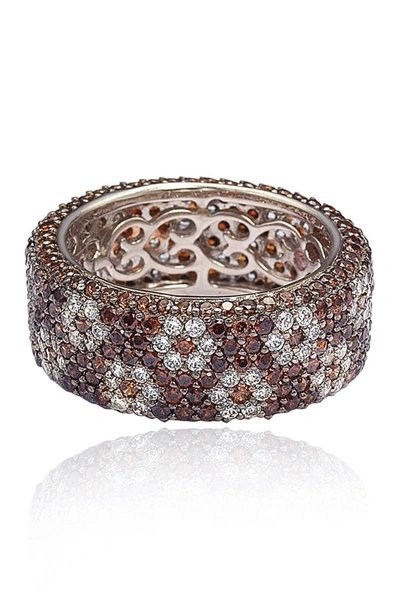 Suzy Levian Cubic Zirconia Floral Eternity Band In Brown