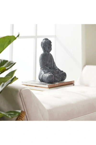 Cosmoliving By Cosmopolitan Traditional Ceramic Sitting Buddha Sculpture In Grey