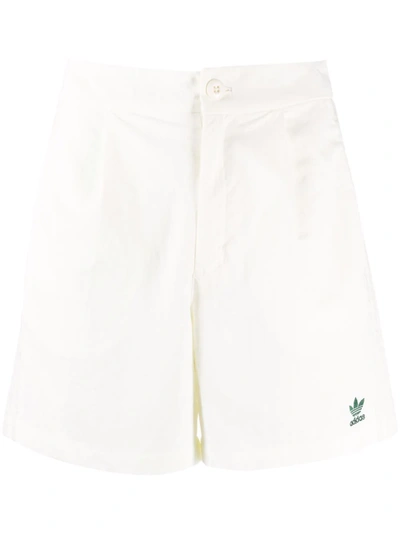 Adidas Originals 'tennis Luxe' Logo Tailored High Waisted Shorts In Off White
