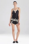 Josie Natori Lolita Lace-trim Silk Camisole In Black