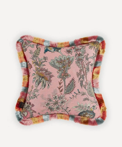House Of Hackney Flora Fantasia Medium Jacquard Cushion In Bisque Pink