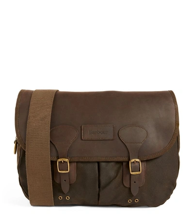 Barbour Wax Leather Tarras Bag In Green