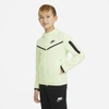 Nike Sportswear Tech Fleece Big Kids' Full-zip Hoodie In Light Liquid Lime,black