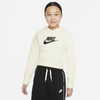 Nike Sportswear Club Big Kids' French Terry Cropped Hoodie In Coconut Milk,black