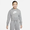 Nike Sportswear Club Big Kids' (girls') French Terry Cropped Hoodie In Grey