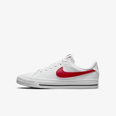 Nike Court Legacy Big Kids' Shoes In White,black,university Red