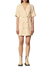 Sandro Alize Double-breasted Tweed Button Shirtdress In Vanilla