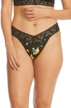 Hanky Panky Women's Lemon Dot Original Rise Thong Panty In Black-multi