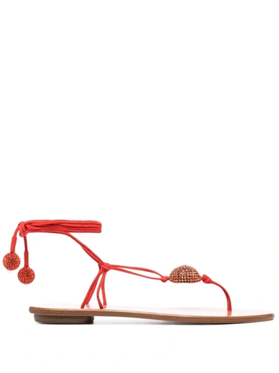 Aquazzura Jackie Flat Sandals In Red