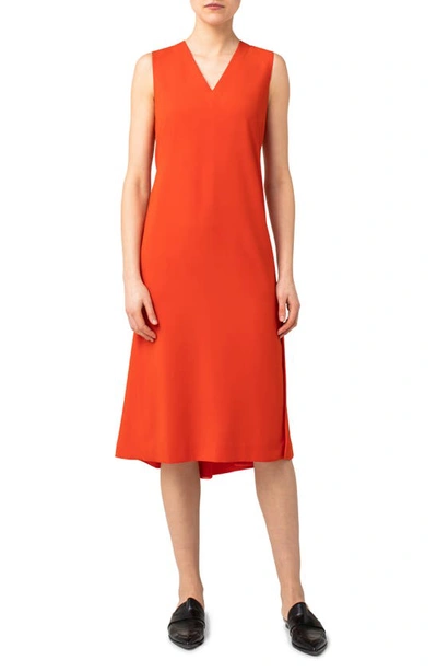 Akris Punto Asymmetrical Crepe Midi Dress In Red Currant