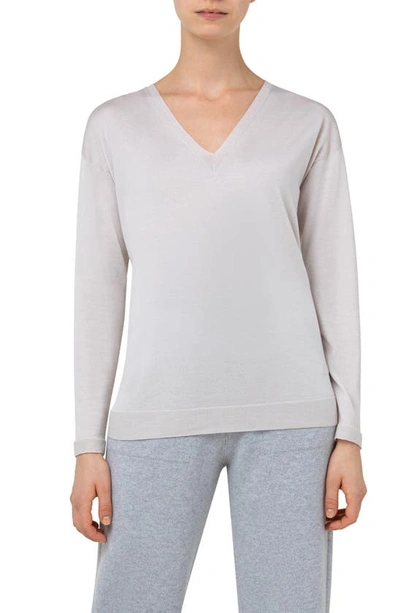Akris V-neck Cashmere & Silk Sweater In Grey