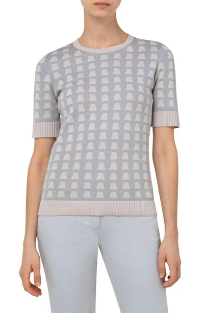 Akris Trapezoid Jacquard Cotton Sweater In Aluminium